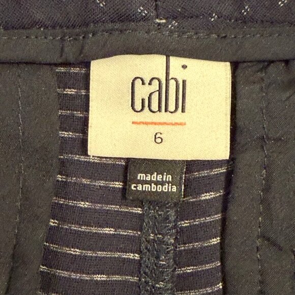 CAbi Womens 6 Keen Kick Flare Crop Pants Navy Blue Ponte Knit Button Ankle - Picture 4 of 12